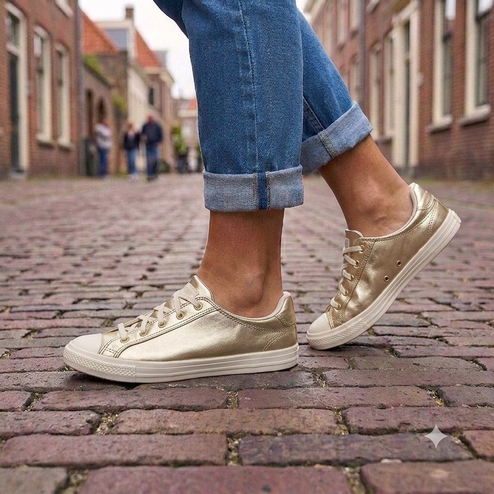 Converse Chuck Taylor All Star Dainty Lucky Ox Women 7 Gold New Metallic A15448C